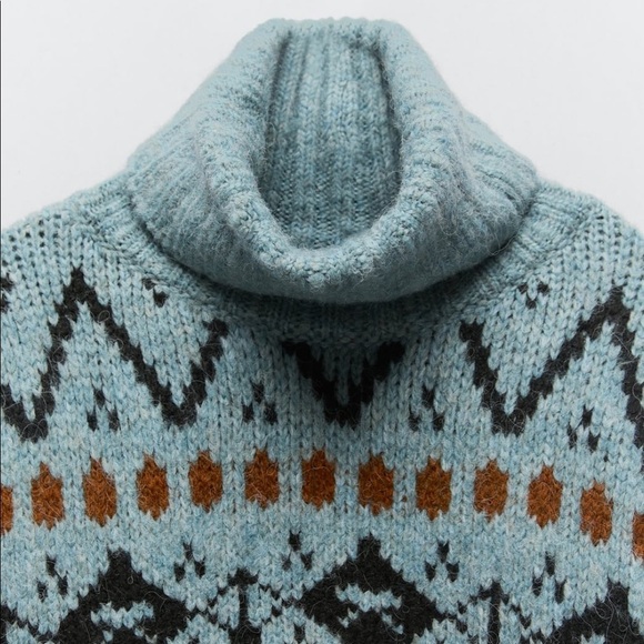 ZARA Oversized Knit Jacquard Sweater - Picture 6 of 9